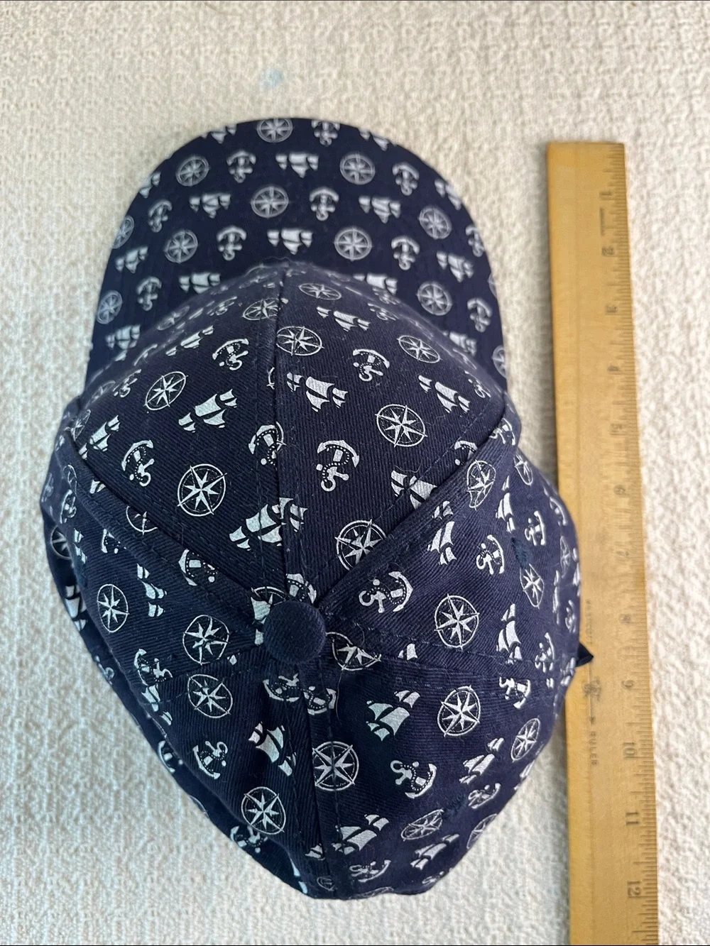 Jamestown Settlement Baseball Hat - Navy & white 3 ship & anchor motif, women sz